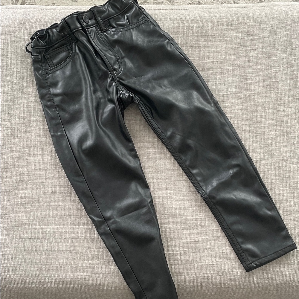 GAP Black Pleather straight legged Pants